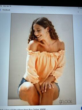 Melissa Paige Peach Off-Shoulder Ruffle Top